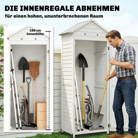 Abri de jardin en bois, hauteur surélevée, rayonnage ajustable, porte aimantée, aération de toiture en acier galvanisé