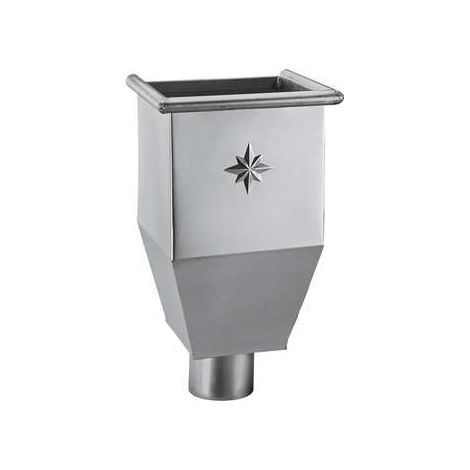 GRÖMO ZINK Wasserfangkasten lang TITANZINK ø100 wandanliegend mit Stern 220x220x385, 63204 (1/2)