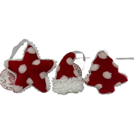 PENDENTE STELLA/ALBERO/CAPPELLO POIS ROSSO