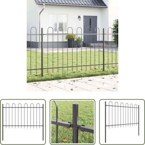 vidaXL Pulverbeschichteter Stahl - Gartenzaun Grau 1,7 x 1 m Pulverbeschichteter Stahl (1/5)