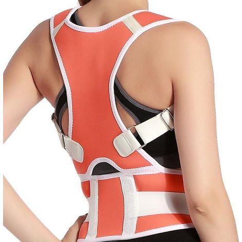 Ceinture de soutien correctrice de posture pour adulte, protection des épaules, soutien lombaire, ceinture de maintien du dos - orange (L) (1/5)