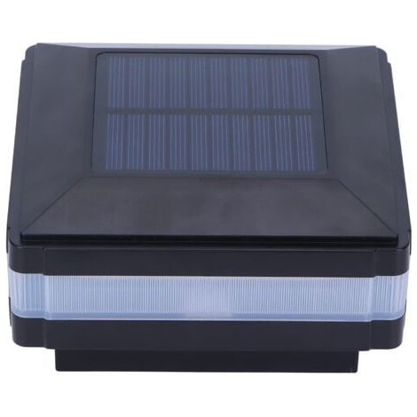 DEESSE SHOP-Lumières Solaires de Gouttière, Lumières Solaires de Plate-forme Extérieure IP65 Imperméable à L'eau de Poteau de Clôture Lampes Solaires Lampe Décorative de Jardin à (Blanc chaud + bleu) (1/5)