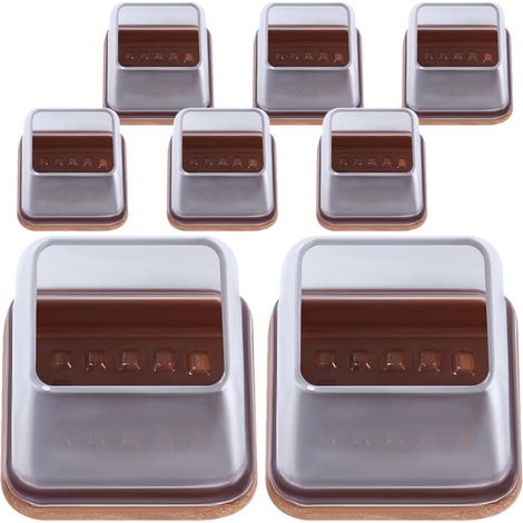 Lot de 8 Protège-Pieds de Chaise Transparents Grands Carrés en TPE, Antidérapants et Résistants à l'usure, Adaptés pour Sols Carrelés et Meubles de Bureau à Domicile (1/5)