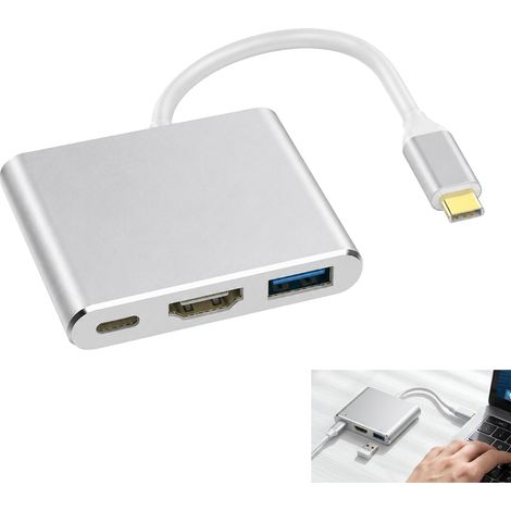 Adaptateur USB C vers HDMI 4K, 3 en 1 Adaptateur Multiport AV Numérique USBC avec HDMI, Hub Numérique Type C avec HDMI 4K@30Hz, Charge PD 100W et USB 3.0 5Gbps, Multiport pour Switch (1/5)