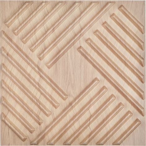 Panneaux Muraux 3D, Lot de 12, Panneau Mural Décoratif PVC Moderne Minimaliste, 50x50 cm, Couverture 2,97 m², Déco Intérieure pour Plafond, Chambre, Salon, Salle de Jeux, Couleur Bois Clair (1/5)