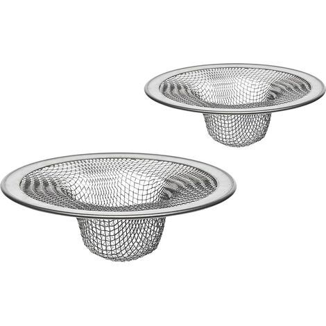 Lot de 2 crépines, Acier inoxydable, Maille ultra-fine, 7 et 5 cm, Lavabo cuisine salle de bain