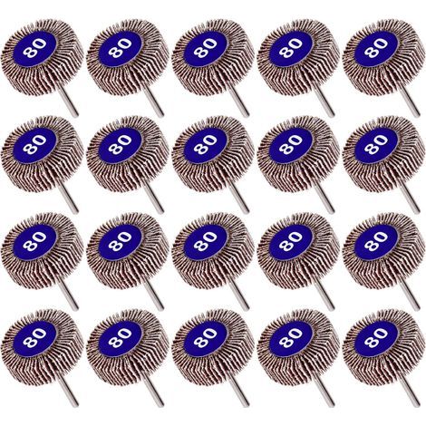 Lot de 20 Roue à Lamelles Grain 80, Papier Abrasif Roue de Polissage Roue à Lamelles Dremel 10mm (1/5)