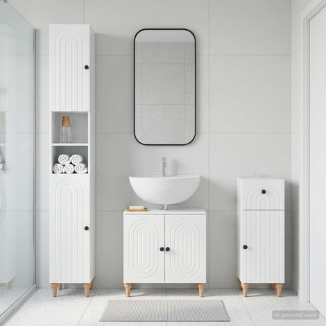 vidaXL Juego de armarios de baño de 3 piezas ALKMAAR Blanco Brillante (1/5)