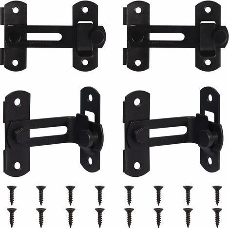 4PCS Flip Barn Door Lock Latch Stainless Steel French Sliding Double Gate Latch 90 Degree Safety Door Bolt Latch Lock for Bathroom Garden Outdoor Garage Wine Cabinet Closet Sliding Door Curved Do (1/5)