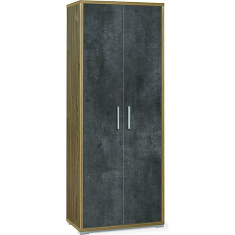 Mobile 2 Ante Colore Noce Stelvio e Ossido Nero Dimensioni cm 71x41x h. 182 (1/2)