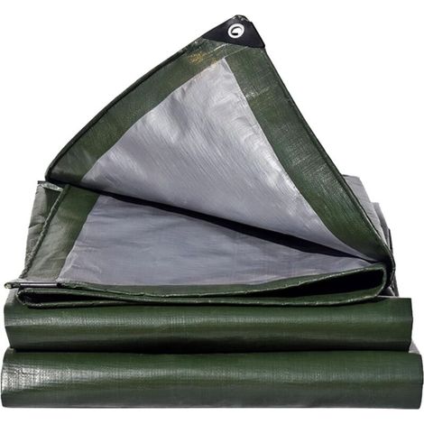 Bâche 3 x 5 m vert militaire imperméable avec anneaux perforés – Bâche en tissu 180 g/m². résistante à la déchirure. aux UV et à la moisissure. multi-usages pour meubles de jardin. bois. voiture (1/5)