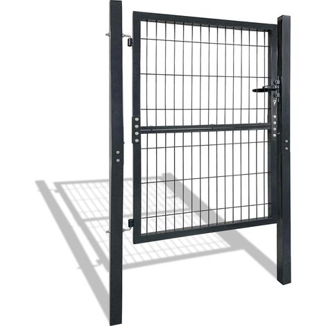 Naizy – Portillon de jardin 125×100 cm – Acier galvanisé anthracite – Serrure incluse – Design élégant et durable pour clôtures (1/5)