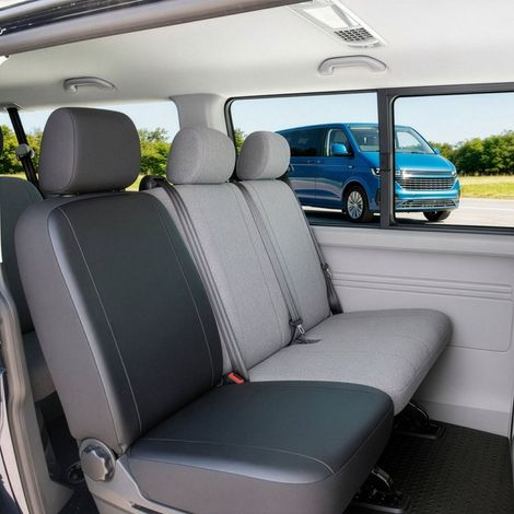 Passform Sitzbezug aus Kunstleder kompatibel mit VW T6, Einzelsitz hinten (1/5)