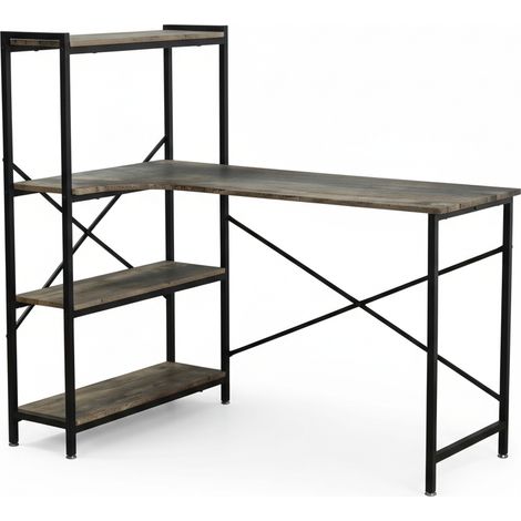 Scrivania Libreria Tavolo Studio Ufficio Porta PC Legno 120x74x116 cm