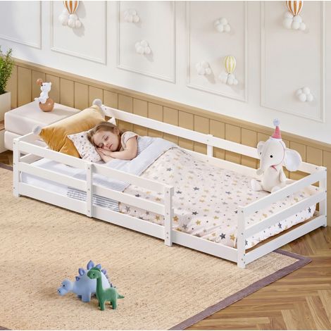 lit enfant couchage bas 90x200 pin blanc sécurisé OKMYHOME (1/5)