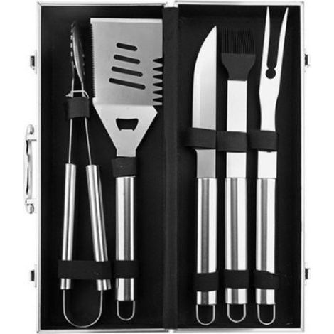 Kit d’outils pour barbecue dans une mallette en aluminium, ensemble d’ustensiles de grillade en acier inoxydable, kit complet pour barbecue domestique et brochettes deng ALOVEZ (1/2)