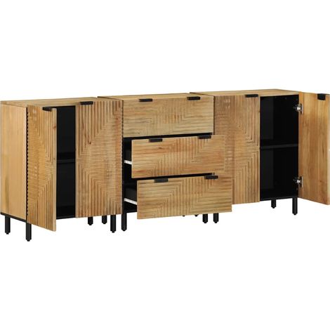 vidaXL Aparadores 3 piezas madera maciza mango marrón 60x33x75 cm (1/2)