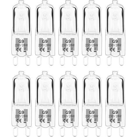 Ampoules halogènes G9 28W 230V, paquet de 10, lumière blanche chaude, éclairage stable, économes en énergie, longue durée de vie, in (1/5)