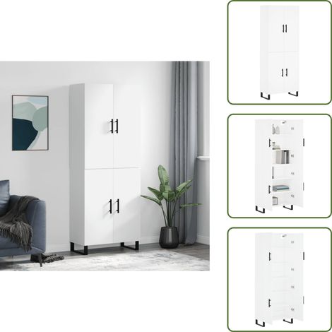 Aparador blanco - vidaXL Aparador alto madera contrachapada blanco 69,5x34x180 cm - Mueble decorativo