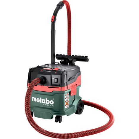 Metabo – Aspirateur sans fil professionnel 18V – Dépression 140 hPa – Volume réservoir 20L – Nettoyage filtre intégré – Pour chantiers humides