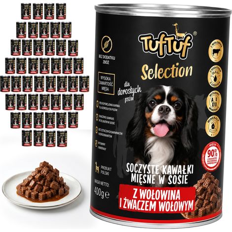 Alimento húmedo para perros TufTuf Selection sabor carne de res, lata de 48 x 415 g (1/2)