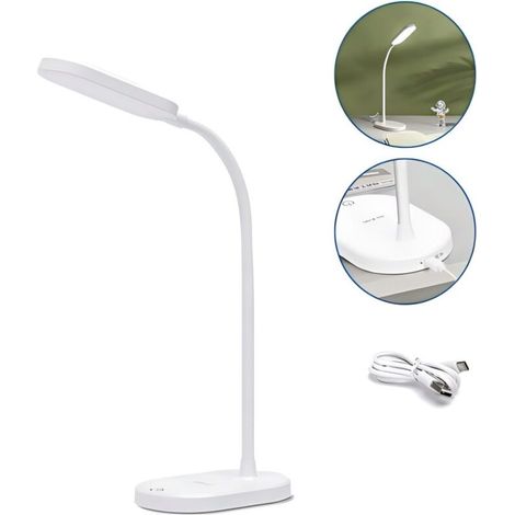 Lampe LED USB rechargeable avec col flexible, température de couleur réglable, protection des yeux pour étudier (1/3)