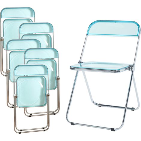 Klappstuhl Pornainen 6er Set Hellblau, transparent [en.casa]