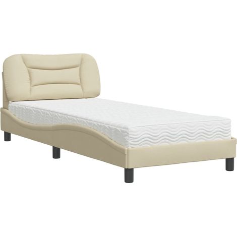 Maison Exclusive - Letto con Materasso Hvar Crema 90x200 cm in Tessuto (1/5)