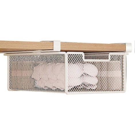 Schubladenartige Aufbewahrungsbox für den Schreibtisch, verschiebbarer Hängeorganizer, rechteckige Aufbewahrungsbox aus Eisen zur Platzierung unter dem Schreibtisch. (1/5)