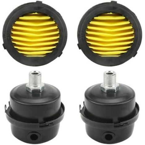 Set mit 2 geräuschdämpfenden Filtern für Luftkompressoren, 1/4" PT, 12,5 mm Metall-Luftkompressor-Einlassfilter, Schalldämpfer (12,5 mm) + 2 Ersatzfiltereinsätze (1/4)