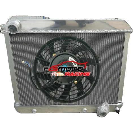 Radiador de aluminio, tamaño del núcleo 578 mm x 442 mm x 56 mm, tamaño total 640 mm x 570 mm x 65 mm, tamaño de entrada/salida 45 mm/45 mm, 3 filas, tapón de radiador incluido. (1/5)