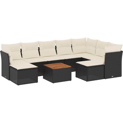 Maison Exclusive - 10-tlg. Garten-Sofagarnitur mit Kissen Schwarz