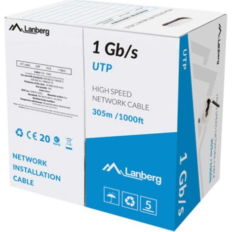 Cavo di rete in matassa Lanberg LAN UTP Cat.6 CU 305m Grigio [AKLAGKS6UTP0009]