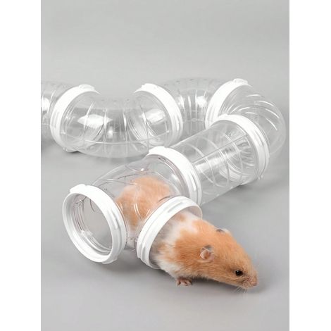 Un ensemble Tunnel de tube de hamster transparent grand et extensible, jouet, système de tuyaux modulables à connecter en DIY pour décoration de cage, activités d'enrichissement pour petits animaux, b (1/5)