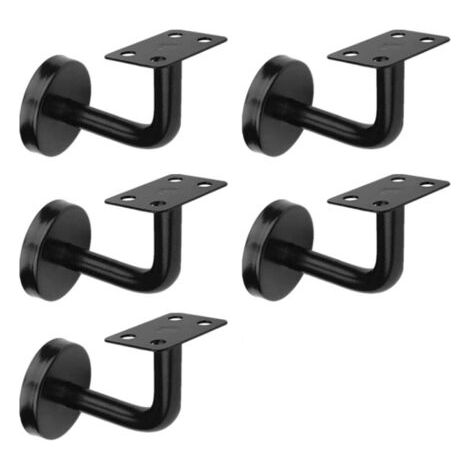 QORVA-Lot 5 Supports de Main-Courante d'Escalier Noir, Supports de Rampe d'Escalier en Acier Inoxydable, 60x80 mm, pour Rampes d'Escalier, Appui ou Balustrade Intérieure et Extérieure