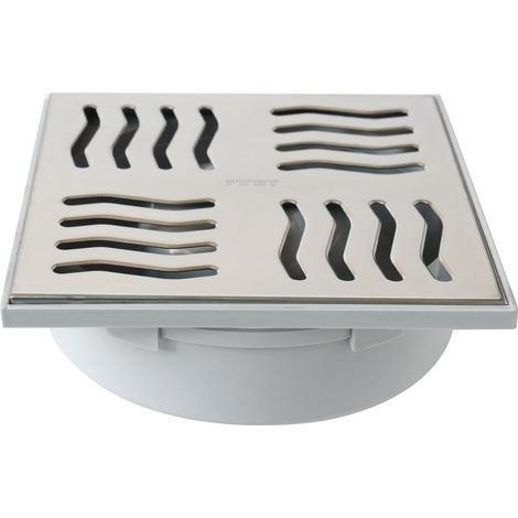 First Plast CHABSV1550IN Chiusino Sifonato in ABS con Griglia, Argento (Inox), 150x150 mm