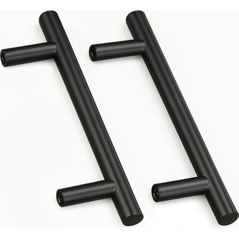Bouton Porte Meuble - 2 pièces, Bouton Porte Meuble Inox Noir Entraxe 128mm + Vis - Pour Cuisine