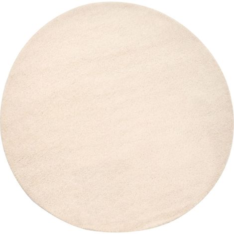 Area Rug Off-White Wool 140 cm Hand Tufted Round Shape Accent Rug VASCO