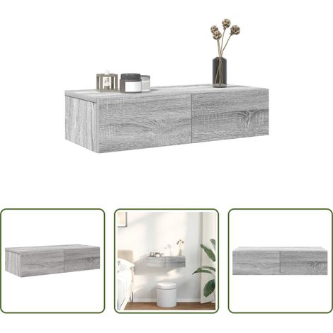 Schubladen - Wandregal mit Schubladen Grau Sonoma 60x26,5x15cm Holzwerkstoff (1/5)