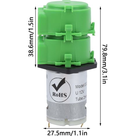 Pompe péristaltique à double tête, mini-pompe de circulation, pompe à eau à plaque plate, tuyau de pompe 24 mm DC12V (1/5)