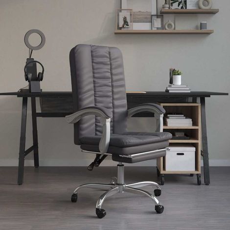 vidaXL Silla de oficina reclinable cuero sintético gris (1/5)