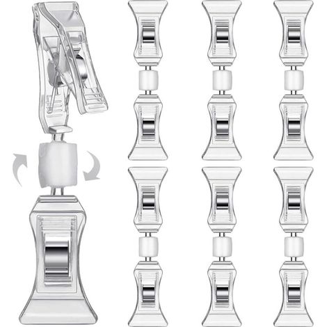 SHINING HOUSE 10er-Pack drehbarer Doppelclip-Etikettenclip, transparenter Kartenhalter, Preisschildhalter, Flohmarkt-Notizenbefestigung, Fotohalter, 9 x 2,1 cm (1/3)