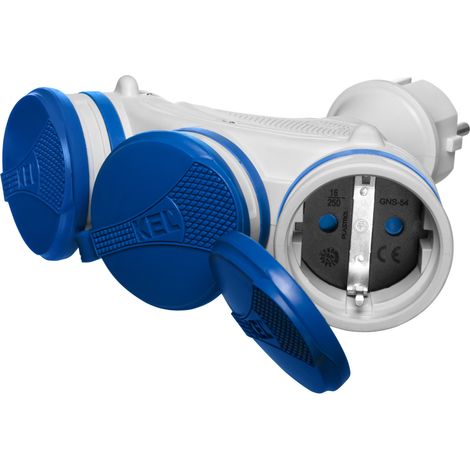 Répartiteur portable Schuko IP44 3X2P+Z 16A 250V gris-bleu (1/5)