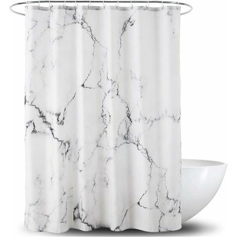 Waterproof Fabric Shower Curtain with Reinforced Hem - Various Sizes - Marble Pattern - Washable Polyester - 180 x 200 cm (1/4)