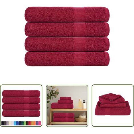 vidaXL Handtücher 4 Stk. Bordeauxrot 100x200cm 360 g/m² 100% Baumwolle (1/5)