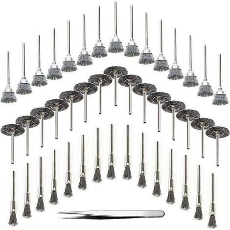 45 Pièces Outil de Perceuse à Bois Brosse Métallique Fil d'Acier Inoxydable Brosse de Perceuse Rotative en Métal, Argent (Acier Inoxydable) (1/5)
