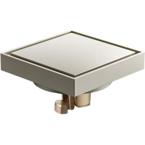 Siphon de sol invisible avec clapet anti-retour carrelé pour salle de bain et douche, anti-refoulement et anti-odeurs, finition brossée. (1/5)
