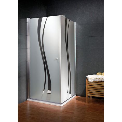 Porte de douche pivotante + paroi de retour fixe, verre 5 mm anticalcaire, profilé aspect chromé, Style 2.0, Schulte, Liane, 90 x 90 x 193 cm (1/6)