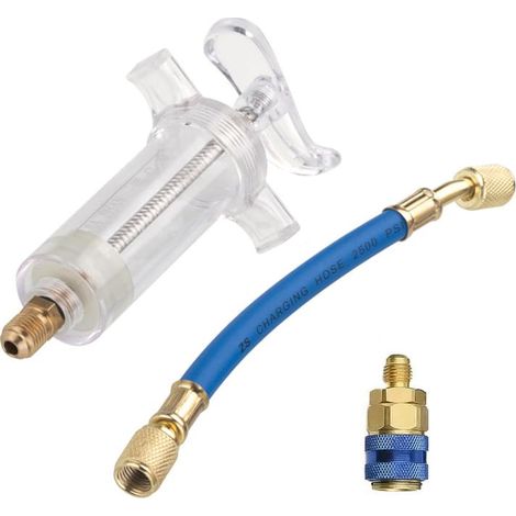 Kit injecteur de colorant pour huile de compresseur de climatisation avec raccord rapide et connecteur SAE 1/4 – Outil pour compresseurs HVAC et automobiles (1/5)