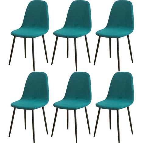 Housses de chaises de salle à manger, lot de 6, housses de chaises de salle à manger rembourrées en tissu jacquard, forme ovale (vert) (1/5)